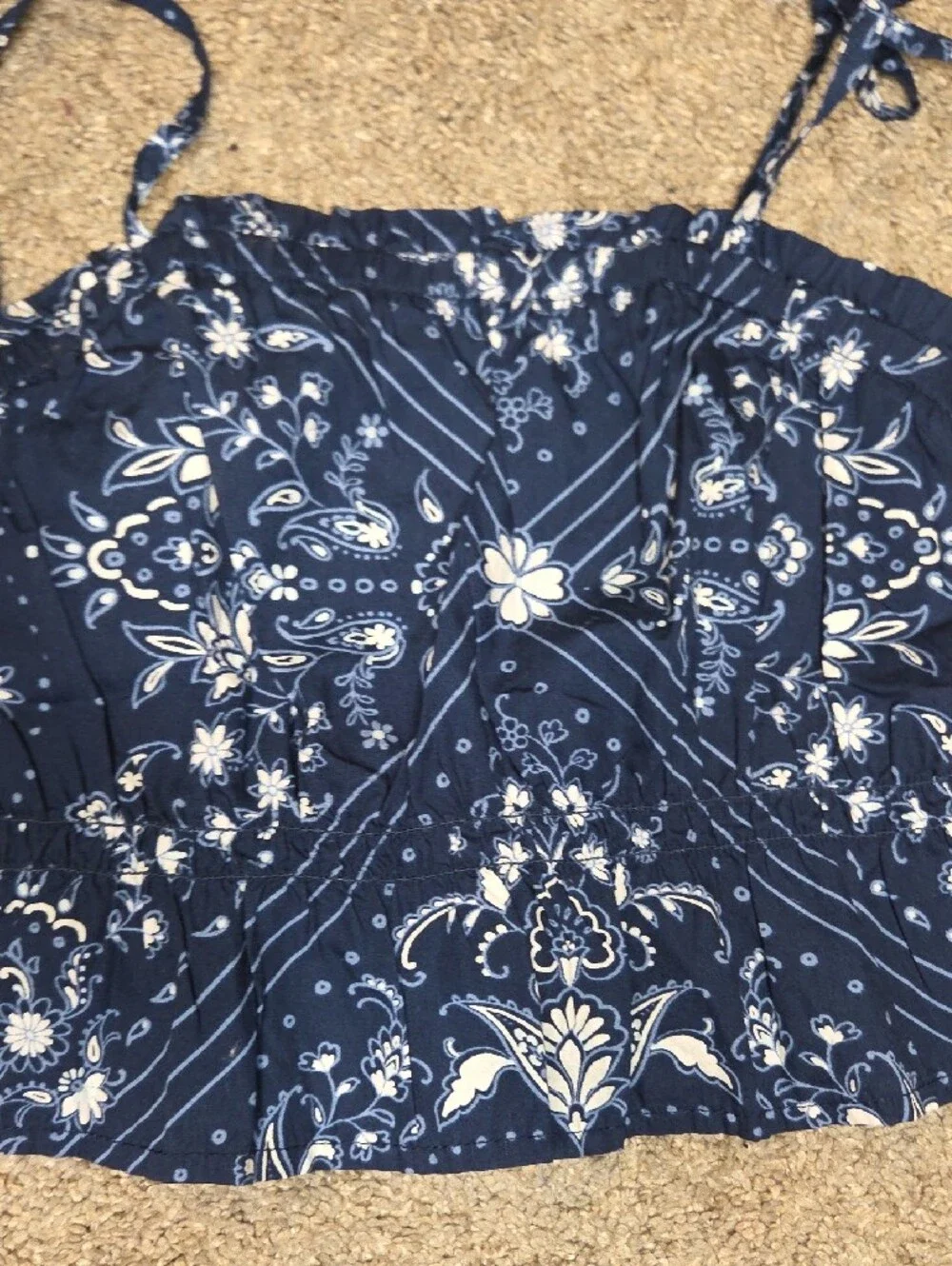 Girls Old Navy Navy Blue Floral Tie-Strap Smocked Camisole
